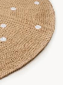 Handgeweven rond kindervloerkleed Pippa van jute, 100% jute, Lichtbruin, wit, Ø 115 cm (maat S)