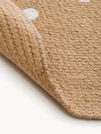 Handgewebter runder Kinderteppich Pippa aus Jute, 100 % Jute, Hellbraun, Weiß, Ø 115 cm (Größe S)