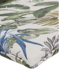 Hoog tuinstoelkussen Bliss met tropische print, waterafstotend, Bekleding: 50% katoen, 45% polyester, Crèmekleurig, groen- en blauwtinten, B 50 x L 120 cm