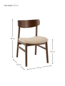Drevená stolička vyrobená z tmavého dreva Ken, Hnedá, béžová, Š 57 x H 53 cm