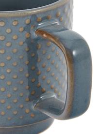 Tasses à expresso en céramique Lara, 4 élém., Grès cérame, Bleu-gris, brun, Ø 6 x haut. 6 cm, 120 ml