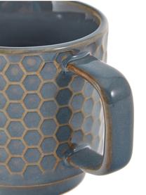Tasses à expresso en céramique Lara, 4 élém., Grès cérame, Bleu-gris, brun, Ø 6 x haut. 6 cm, 120 ml