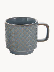 Tasses à expresso en céramique Elm, 4 élém., Grès cérame, Bleu-gris, brun, Ø 6 x haut. 6 cm, 120 ml