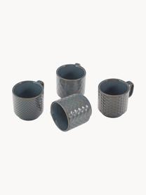 Espresso kopjes met patroon Lara, set van 4, Keramiek, Blauwgrijs, bruin, Ø 6 x H 6 cm, 120 ml