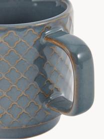 Tazas originales de café espresso Lara, 4 uds., Gres, Gris azulado, marrón, Ø 6 x Al 6 cm, 120 ml