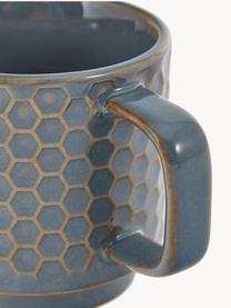 Tasses à expresso en céramique Elm, 4 élém., Grès cérame, Bleu-gris, brun, Ø 6 x haut. 6 cm, 120 ml