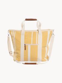 Borsa termica Strand, 40% cotone, 40% poliestere, 15% vinile idrorepellente, 5% pelle, Giallo, bianco crema, Larg. 41 x Alt. 51 cm