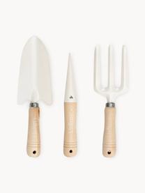 Set de herramientas de jardín Polly, 3 pzas., Asas: madera, Blanco, madera clara, Set de diferentes tamaños
