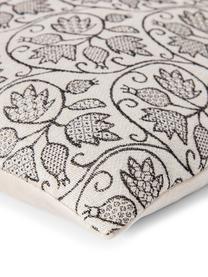 Kussenhoes Ariana met kunstzinnig bloemenpatroon, Weeftechniek: jacquard, Zwart, lichtbeige, 50 x 50 cm