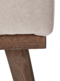 Sametová podnožka s nohami z bukového dřeva Alva, Potah: šedobéžová Nohy: mořené bukové dřevo