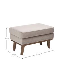 Sofa-Hocker Alva aus Samt in Taupe mit Buchenholz-Füßen, Bezug: Samt (Hochwertiger Polyes, Gestell: Massives Kiefernholz, Füße: Massives Buchenholz, gebe, Samt Taupe, 74 x 30 cm