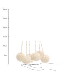 Pompons Lily, 6 Stück, Baumwolle mit Lurexfaden, Weiß, Goldfarben, Ø 4 x H 13 cm