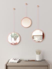 Miroir mural rond avec cadre rose doré Dima, 3 élém., Couleur cuivrée, Lot de différentes tailles