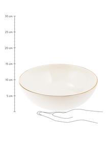 Handgemaakte saladeschaal Allure met goudkleurige rand, Ø 25 cm, Keramiek, Wit, goudkleurig, Ø 25 x H 8 cm