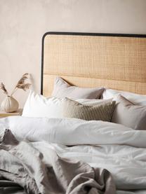 Zagłówek do łóżka z rattanu z drewnianą ramą Byrum, Drewno dębowe, drewno brzozowe, rattan, drewno warstwowe, Rattan, czarny, S 165 x W 85 cm