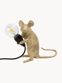Kleine Designer LED-Tischlampe Mouse mit USB-Anschluss, Goldfarben, B 13 x H 15 cm