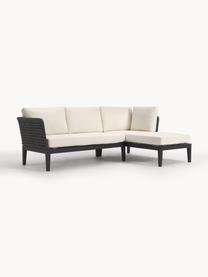 Narożna sofa ogrodowa Caline, Tapicerka: 100% poliester Dzięki tka, Stelaż: aluminium, Złamana biel, antracytowy, S 149 x G 77 cm, prawostronna