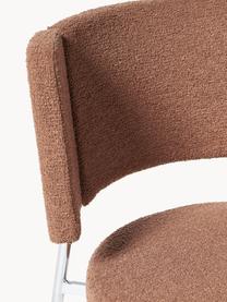 Bouclé gestoffeerde stoelen Samantha, 2 stuks, Bekleding: bouclé (100% polyester) M, Poten: gecoat metaal Dit product, Bouclé Nougat, zilverkleurig, B 55 x D 55 cm
