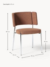 Bouclé gestoffeerde stoelen Samantha, 2 stuks, Bekleding: bouclé (100% polyester) M, Poten: gecoat metaal Dit product, Bouclé Nougat, zilverkleurig, B 55 x D 55 cm
