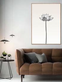 Ingelijste digitale print Lotus, Afbeelding: digitale druk op papier (, Lijst: HDF, Zwart, wit, beige, 50 x 70 cm