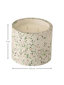 Candela profumata a due stoppini Terrazzo, Contenitore: gres, Crema, rosa, verde, Ø 12 x Alt. 11 cm