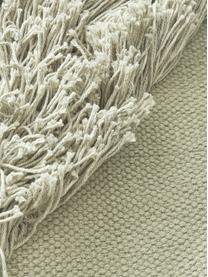 Copricuscino in cotone con motivo a frange Inga, 100% cotone certificato GRS, Verde salvia, Larg. 45 x Lung. 45 cm