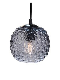 Lampa wisząca z dmuchanego szkła Grape, Szary, transparentny, czarny, Ø 15 x W 13 cm