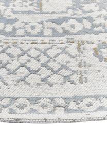 Alfombra redonda artesanal de chenilla Neapel, Parte superior: 95% algodón, 5% poliéster, Reverso: 100% algodón El material , Gris azulado, blanco crema, Ø 250 cm (Tamaño XL)