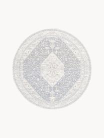 Alfombra redonda artesanal de chenilla Neapel, Parte superior: 95% algodón, 5% poliéster, Reverso: 100% algodón El material , Gris azulado, blanco crema, Ø 250 cm (Tamaño XL)