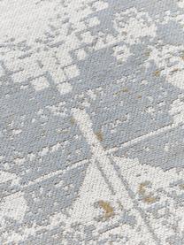 Rond chenille vloerkleed Neapel, handgeweven, Bovenzijde: 95% katoen, 5% polyester, Onderzijde: 100% katoen Het materiaal, Grijsblauw, crèmewit, Ø 120 cm (maat S)