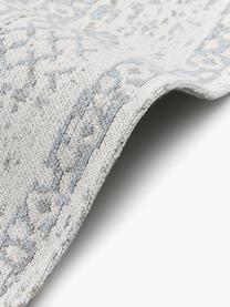 Kulatý žinylkový koberec Neapel, ručně tkaný, Šedomodrá, krémově bílá, Ø 120 cm (velikost S)