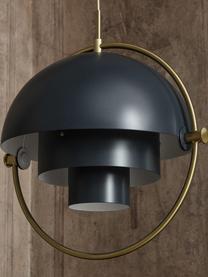 Verstelbare hanglamp Multi-Lite, Grijsblauw mat, goudkleurig glanzend, Ø 36 x H 42 cm
