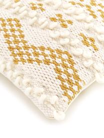 Povlak na polštář s ornamentem Paco, 80 % bavlna, 20 % vlna, Hořčičná žlutá, krémově bílá, Š 45 cm, D 45 cm