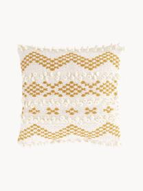 Housse de coussin 45x45 bohème Paco, 80 % coton, 20 % polyester, Jaune moutarde, larg. 45 x long. 45 cm