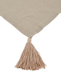 Tovaglia con nappe Benini, 85% cotone, 15% lino, Greige, Per 6-10 persone  (Larg.130 x Lung. 270 cm)