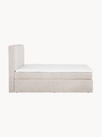 Letto boxspring Oberon, Materasso: nucleo a 5 zone di molle , Piedini: plastica Questo prodotto , Tessuto beige, Larg. 160 x Lung. 200 cm, grado di durezza H2