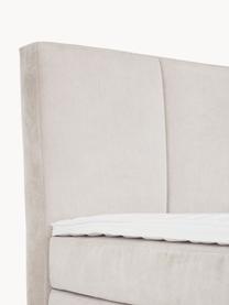 Letto boxspring Oberon, Materasso: nucleo a 5 zone di molle , Piedini: plastica Questo prodotto , Tessuto beige, Larg. 160 x Lung. 200 cm, grado di durezza H2