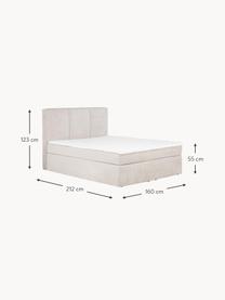 Letto boxspring Oberon, Materasso: nucleo a 5 zone di molle , Piedini: plastica Questo prodotto , Tessuto beige, Larg. 160 x Lung. 200 cm, grado di durezza H2