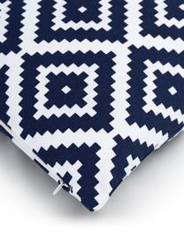 Kissenhülle Miami mit grafischem Muster, 100% Baumwolle, Dunkelblau, Weiß, B 45 x L 45 cm