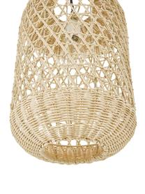 Lámpara de techo pequeña de vidrio Aurora, Pantalla: bambú, Anclaje: plástico, Cable: cubierto en tela, Bayo, Ø 25 x Al 40 cm
