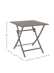 Skladací záhradný stolík Elin, 70 x 70 cm, Hliník ošetrený práškovým náterom, Kávovohnedá, Š 70 x H 70 cm