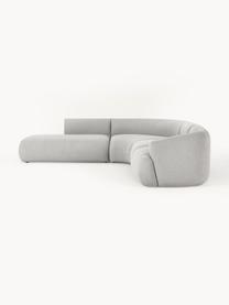 Narożna sofa modułowa Bouclé Sofia (4-osobowa), Tapicerka: Bouclé (100% poliester) D, Stelaż: drewno świerkowe, płyta w, Nogi: tworzywo sztuczne Ten pro, Jasnoszary Bouclé, S 319 x G 298 cm, prawostronna