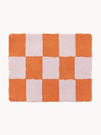 Handgetufte placemats Kio Check, 4 stuks, 100% katoen, Oranje, Off White, B 35 x L 45 cm