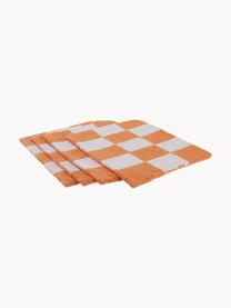 Handgetuftete Tischsets Kio Check, 4 Stück, 100 % Baumwolle, Orange, Off White, B 35 x L 45 cm
