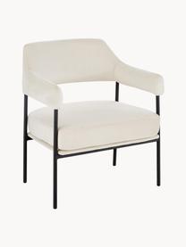 Fauteuil lounge velours blanc Zoe, Peluche blanc crème, larg. 67 x prof. 66 cm