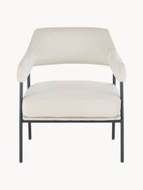 Fauteuil lounge velours blanc Zoe, Peluche blanc crème, larg. 67 x prof. 66 cm