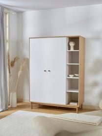 Armario Nathan, 2 puertas, Estructura: tablero de fibras de dens, Madera recubierta en blanco, An 133 x Al 186 cm