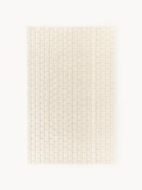 Tapis tissé à la main avec surface texturée Adley, 78 % laine, 20 % coton, 2 % polyester

Les tapis en laine peuvent perdre des fibres lors des premières semaines et des peluches peuvent se former, ce phénomène est naturel et diminue à mesure de votre usage et du temps, Blanc crème, larg. 80 x long. 150 cm (taille XS)