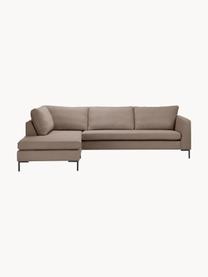 Ecksofa Luna, Bezug: 100 % Polyester, Oeko-Tex, Gestell: Massives Buchenholz, Schi, Füße: Metall, galvanisiert Das , Webstoff Taupe, B 280 x T 184 cm, Eckteil links