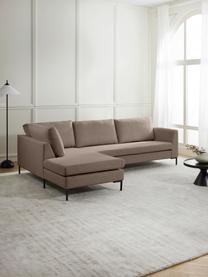 Ecksofa Luna, Bezug: 100 % Polyester Der strap, Gestell: Massives Buchenholz, Schi, Füße: Metall, galvanisiert Das , Webstoff Taupe, B 280 x T 184 cm, Eckteil links